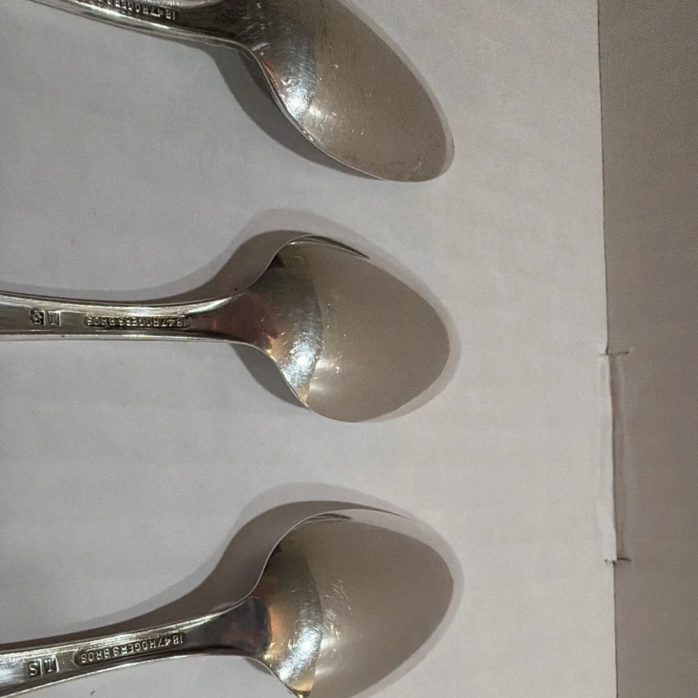 Set of 3  1847 Rogers Teaspoon Silverplate Floral Handle 6 in